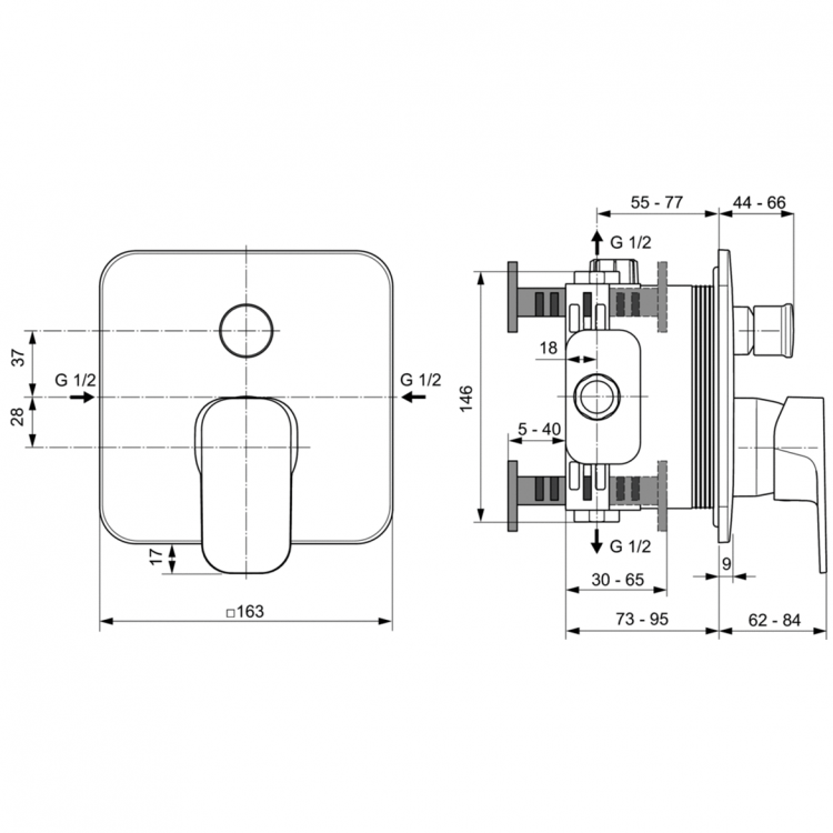 A6340AA Встраиваемый смеситель для ванны/душа Ideal Standard TONIC II - Вид №2