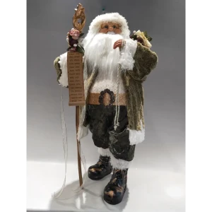Фигурка декоративная «Дед Мороз со свитком», 80 см, пластик, цвет бежевый/зелёный