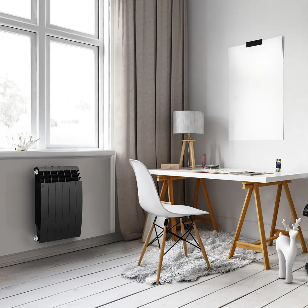 Радиатор секционный Royal Thermo Biliner 500/87 6 секций боковое подключение биметалл черный STLM-2126229 - Вид №4