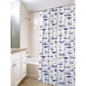 Штора для ванны Вилина Гавань с кольцами 180x180 см, полиэтилен, цвет белый