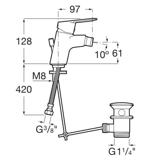 Смеситель для биде с автоматическим сливом и поворотным горлышком Roca Alfa ARCH-00000937 - Вид №1