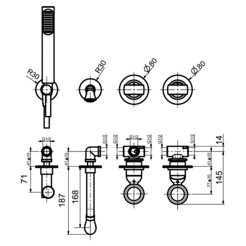 OA860312015 Смеситель для ванны с душем Webert Opera - Вид №1