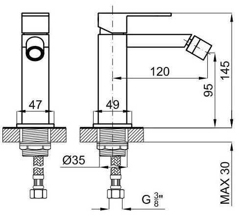 NOKEN Смеситель для биде с регулируемым изливом Hotels sun-id-1448579 - Вид №7