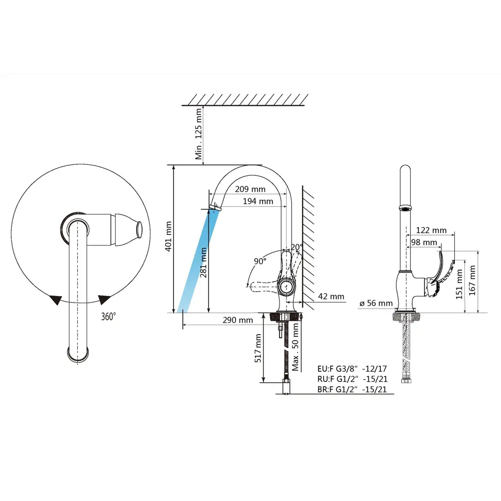 Кухонный смеситель DELINIA Puna с высоким изливом и аэратором 82063089 STLM-0018535 - Вид №7