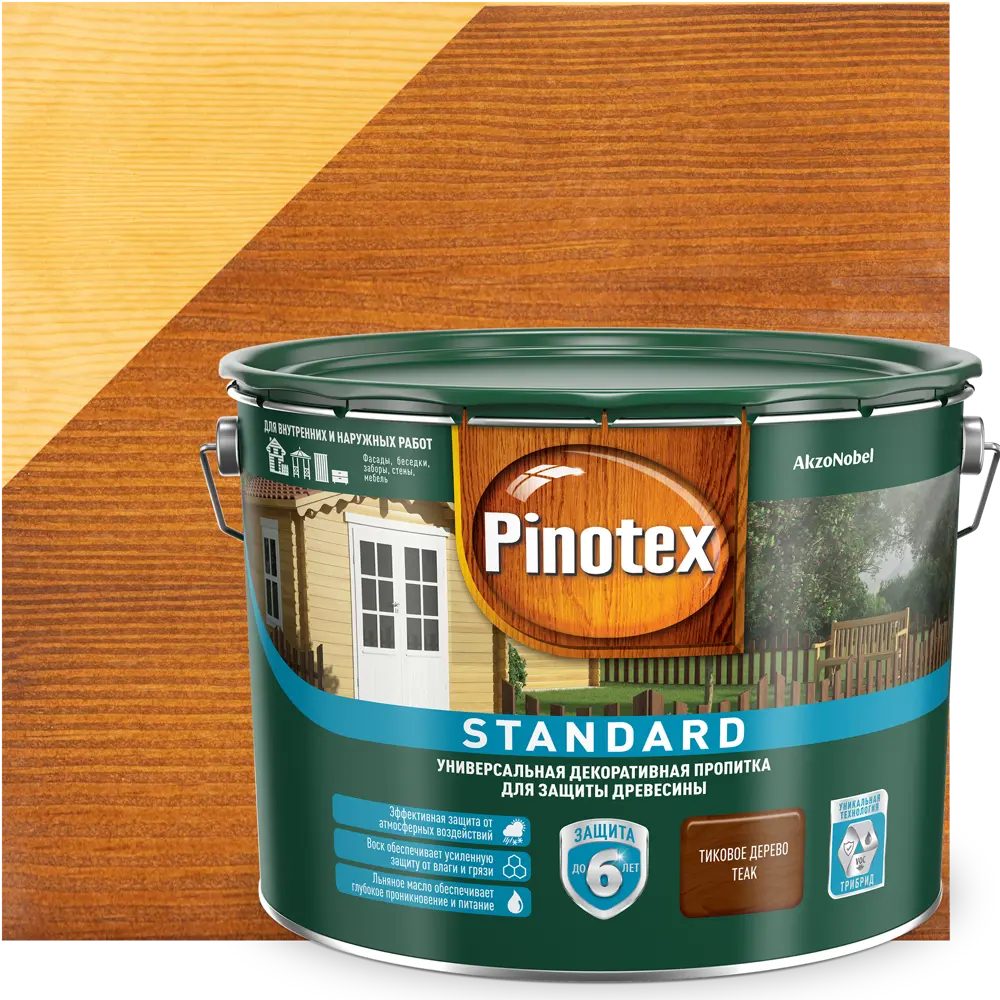 Антисептик Pinotex Standard цвет тиковое дерево 9 л STLM-2098970