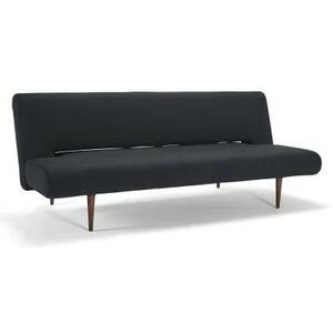 Диван Unfurl с ножками из темного дерева и черной рамой, черный
