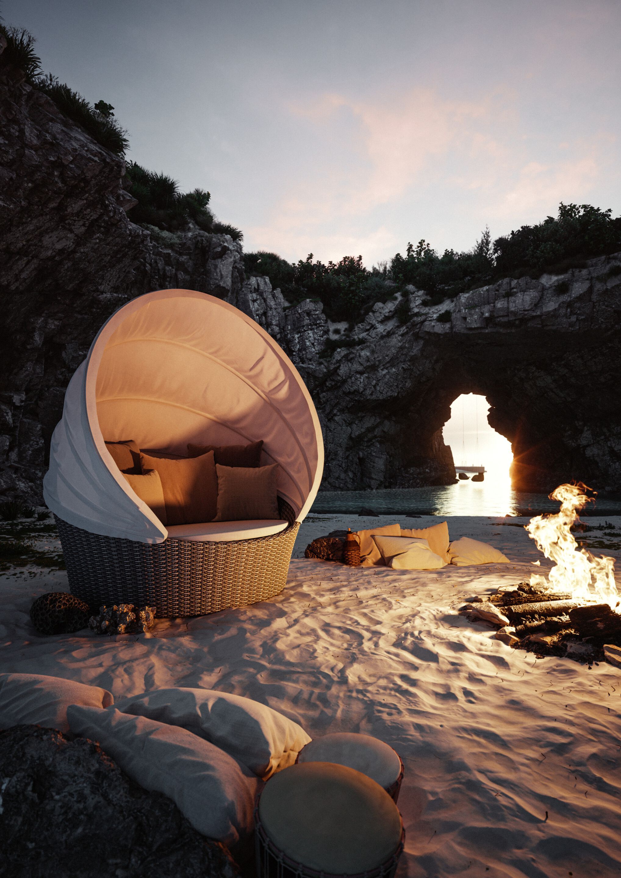 Ткань иглу сад диван с колесами DEDON ORBIT ARCH-00123601 - Вид №1