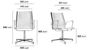 4-спицевое тканевое вращающееся офисное кресло с подлокотниками
