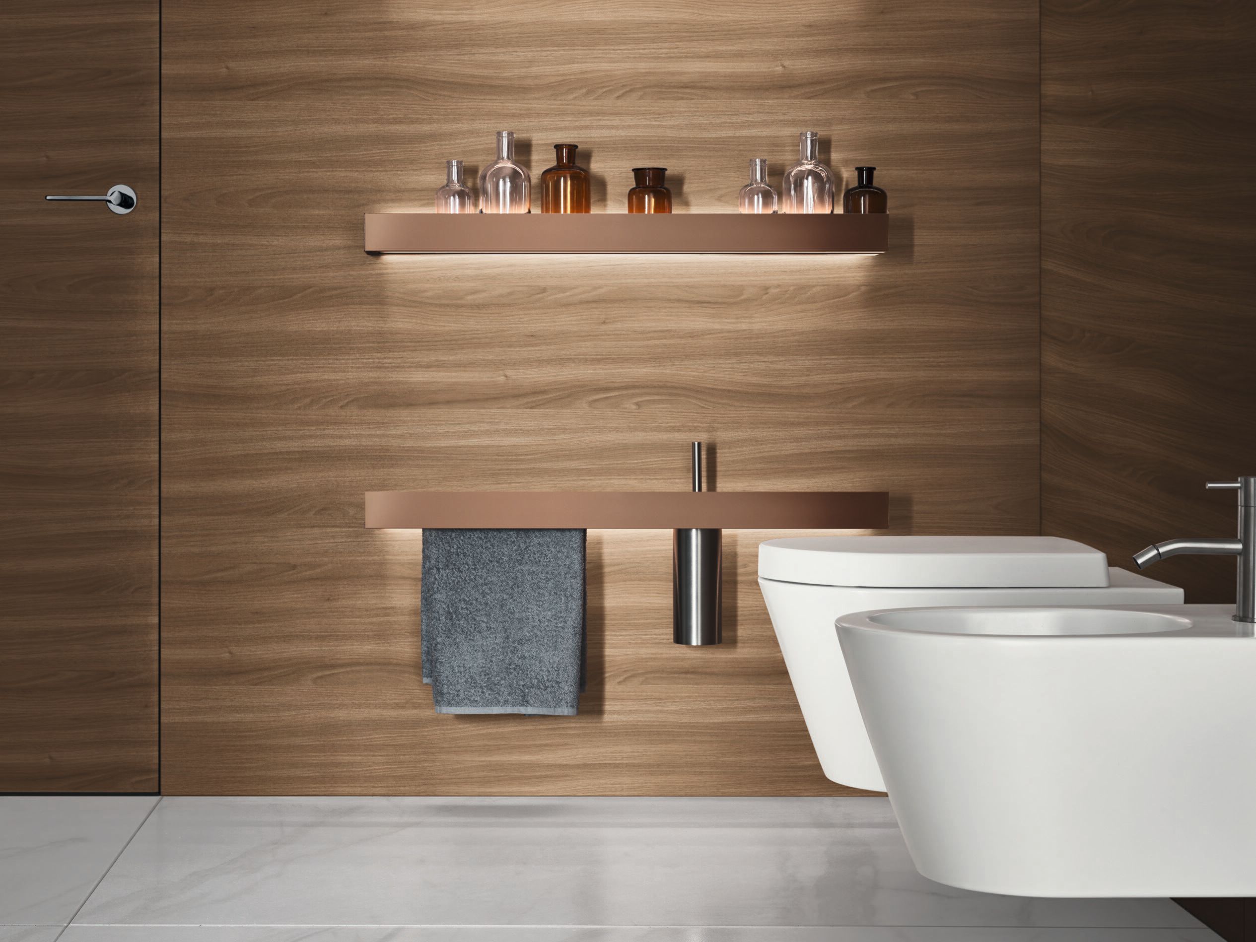 Мебель для ванной комнаты из грецкого ореха и мрамора Calacatta Noorth Fjord ARCH-00063085 - Вид №1