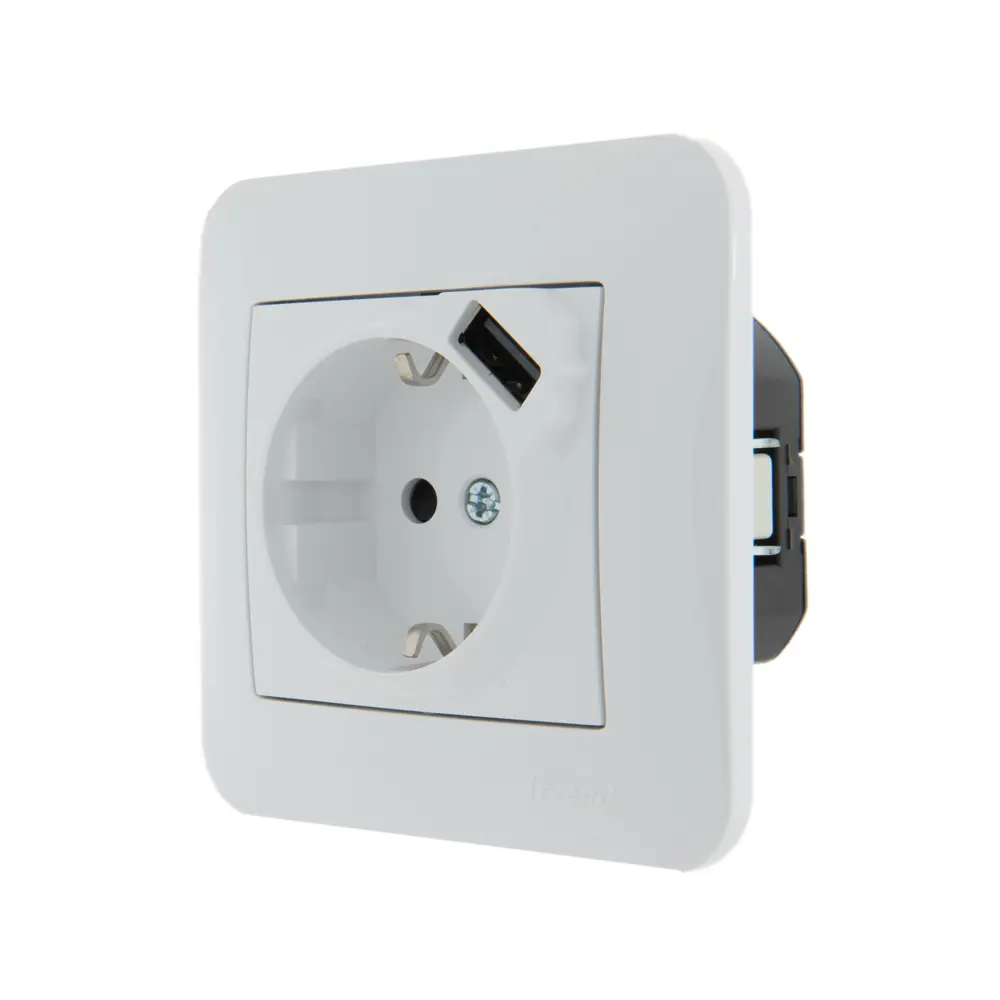 Розетка Lezard Karina с заземлением разъем USB цвет белый STLM-2151584 - Вид №5