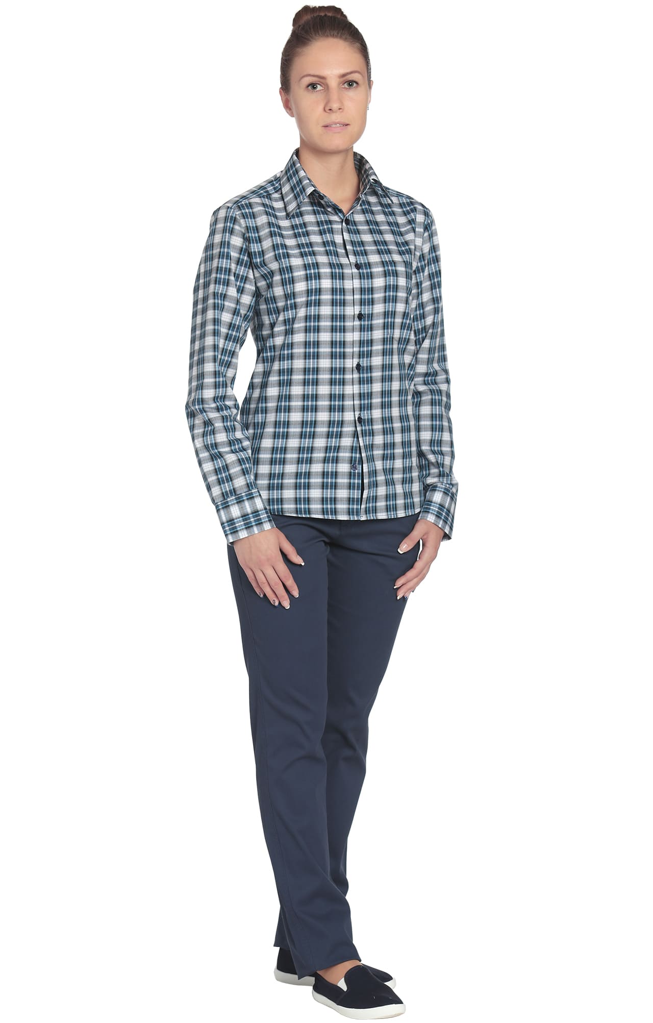 67803 Рубашка в клетку plaid blue (шотландка синяя) HIPSTER  Толстовки, рубашки, футболки, тенниски  размер 40 (80)  - Вид №2