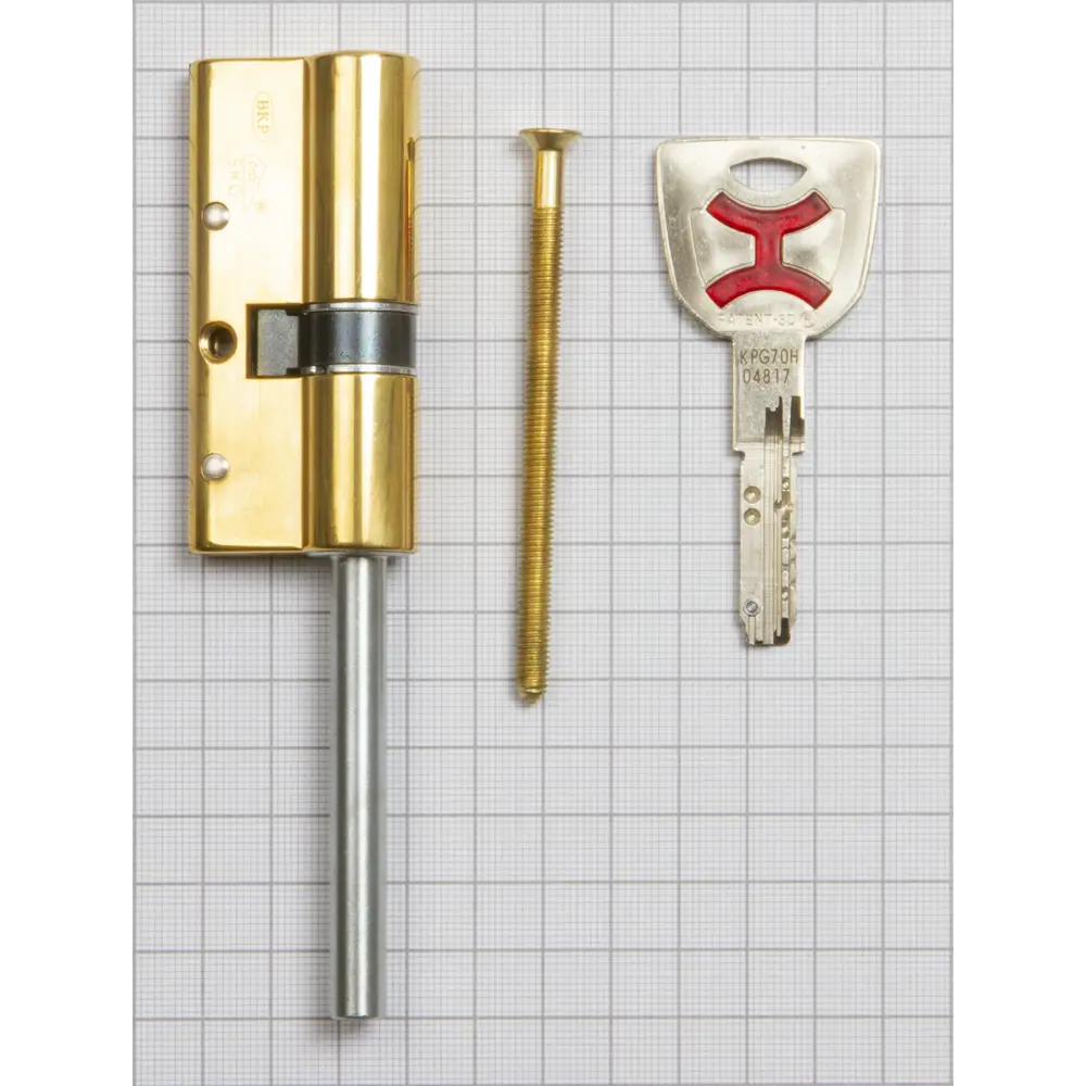 Цилиндр Cisa AP4S 0P3S7-07.66, 25x10x25 мм, ключ/шток, цвет латунь, без вертушки STLM-2039148 - Вид №2