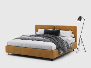 Двуспальная кровать с мягким изголовьем