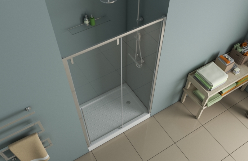 Душевая дверь в нишу с одной раздвижной дверью SLIM LINE BD120.4105A bravat  - Вид №1