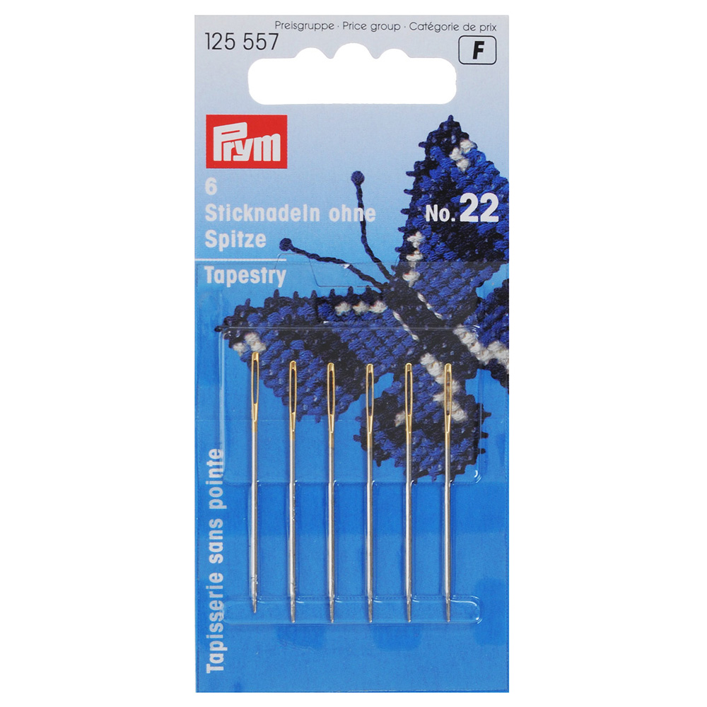 125557 Иглы для шитья ручные для вышивания №22 в блистере 6 шт. скругленное острие PRYM 