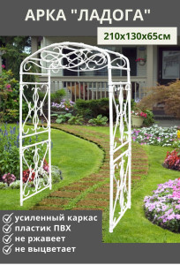 90865165 Садовая Арка ЛАДОГА пластиковая белая 210х130х65 см STLM-0414888 ГАРДЕНПЛАСТ