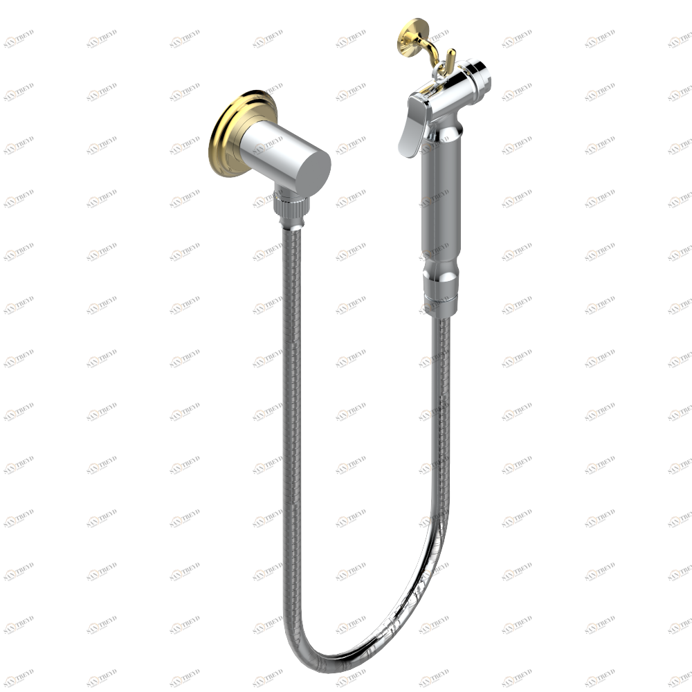 A7A-5840/7 Душ гигиенический: 1.25 м шланг, крючок, вывод для душа и лейка с клапаном (возможны только следующие покрытия A02, B01,C01, D03, E02, F01, G01,G02) Thg-paris Ithaque с золотым декором Хром/золото A7A 5840/7 CAT.A
