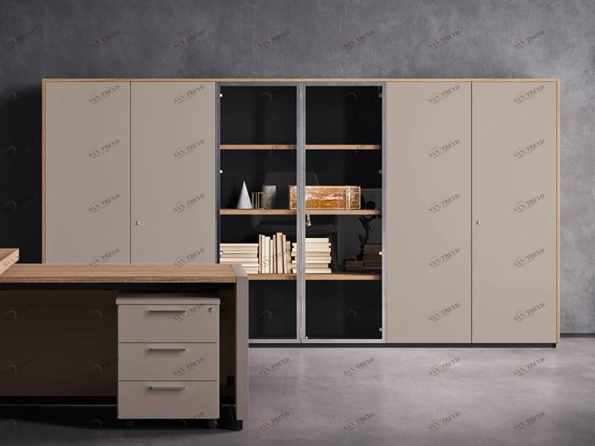 Sinetica Высокий офисный ящик для хранения из кожи с распашными дверцами Executive cabinets sun-id-1512546