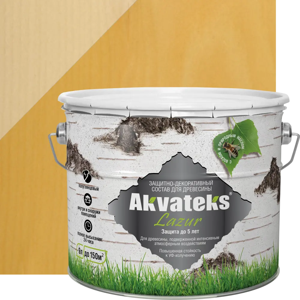 АКВАТЕКС Антисептик для дерева лессирующий Сосна 9 л - защита и декор 82603249