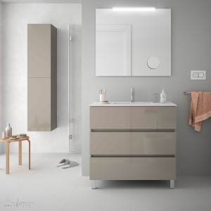 26569 SALGAR Мебель для умывальника FUSSION LINE 900 3 ящика GLOSS TAUPE 897 x 868 x 450 мм Глянцево-серо-коричневый