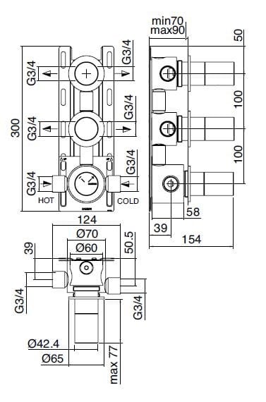 Термостатический смеситель для душа из нержавеющей стали Zazzeri Q316 ARCH-00109989 - Вид №2