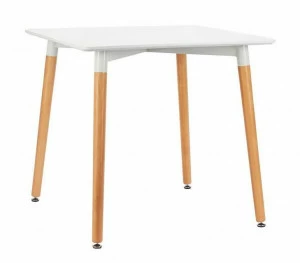 Обеденный стол белый с деревянными ножками 80х80 см Summer BRADEX HOME  00-3974029 Бежевый;белый