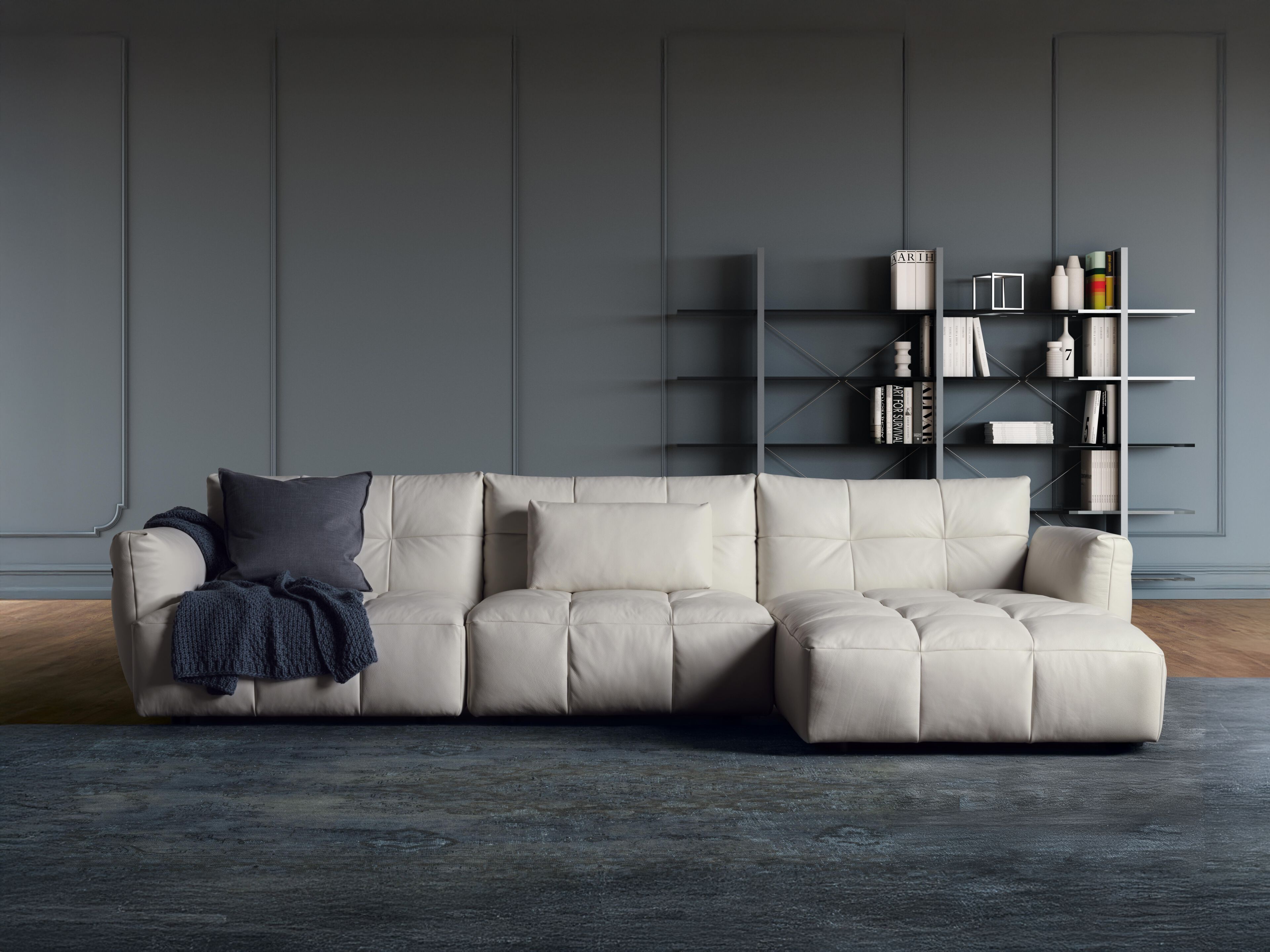 3-местный кожаный диван с полуостровом Natuzzi Italia Герман ARCH-00042837 - Вид №1