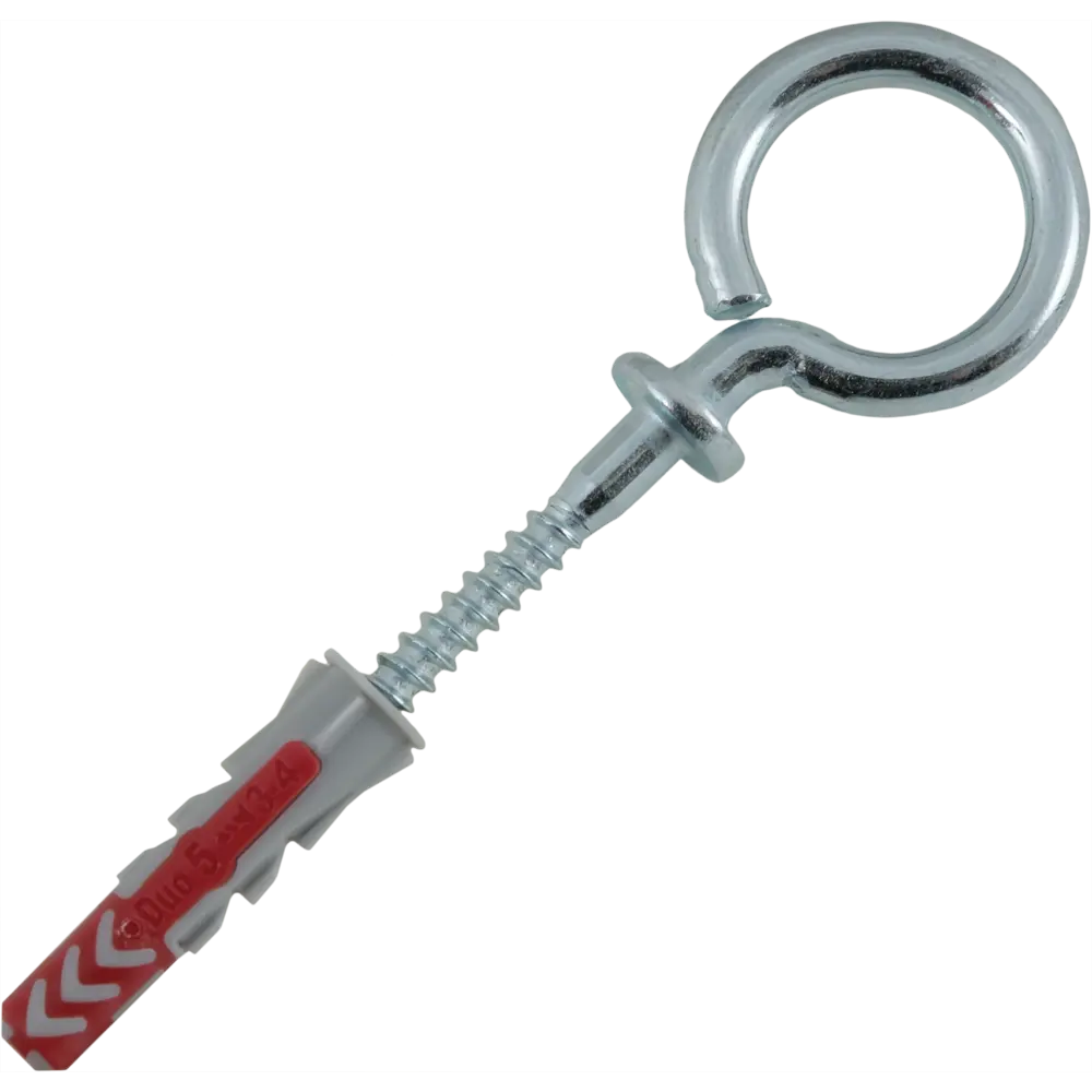Дюбель для всех типов стен Duopower 5x25 мм крюк-кольцо цвет серый/красный 8 шт FISCHER STLM-2160571