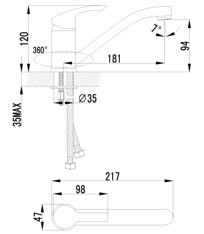 LM1104C Смеситель Plus Strike для кухни LEMARK STRIKE - Вид №1
