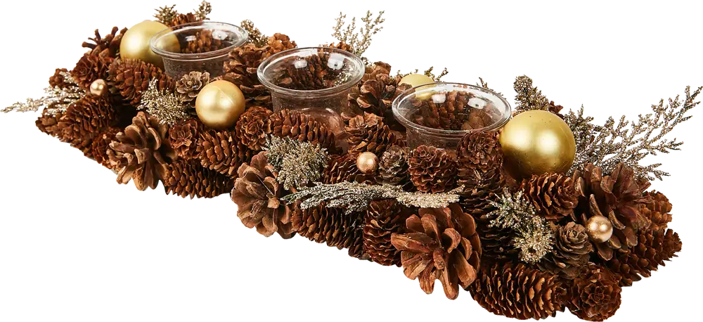 87008999 Новогодняя фигурка Подсвечник с шишками STLM-0955348