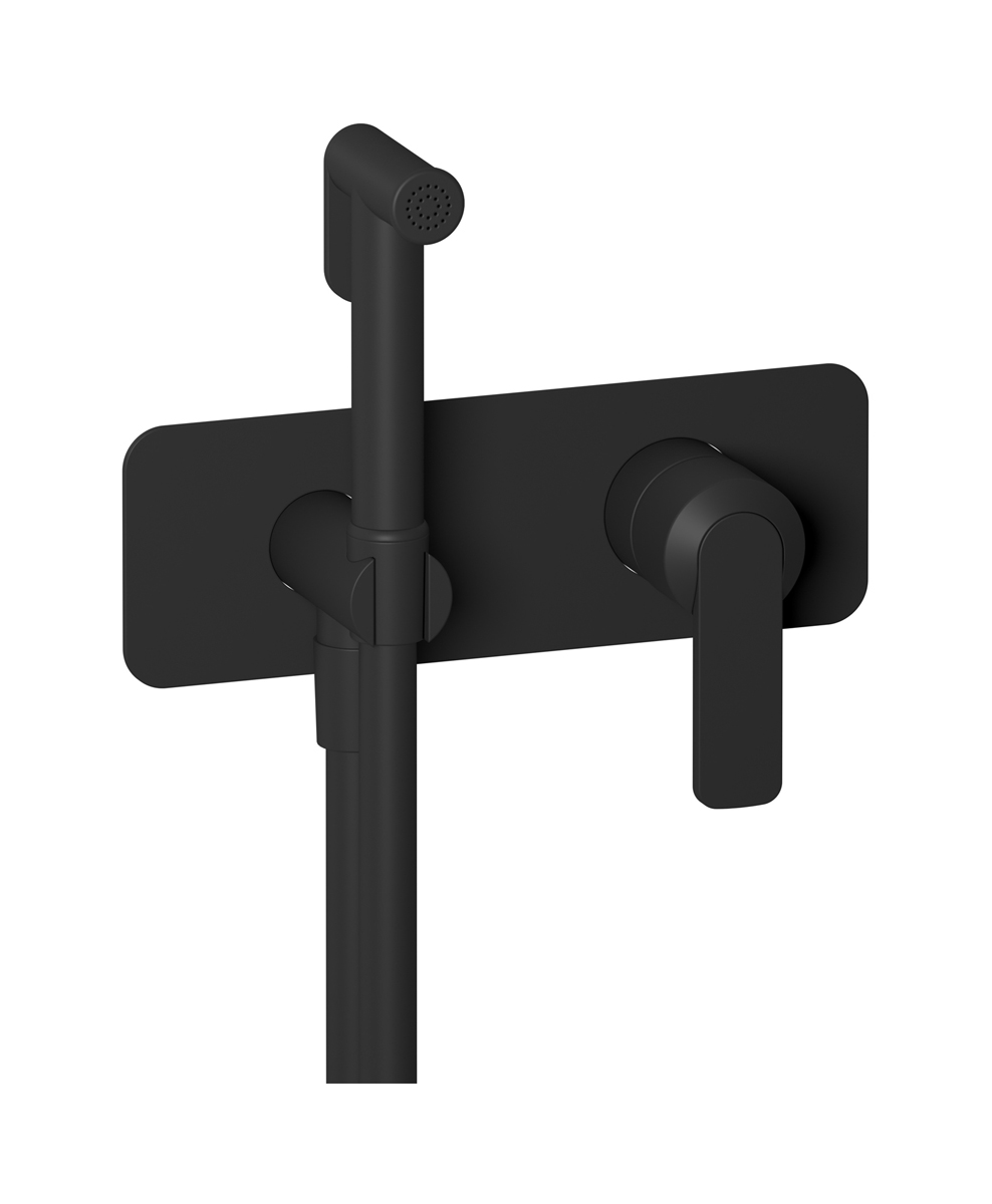 Внешние части гигенического душа со смесителем. WE ARE IB c6706np Matt Black C-67