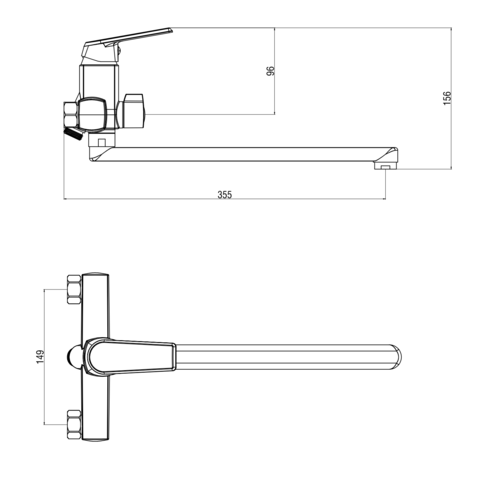 Orange OneLife P02-211cr полимерный смеситель для ванны/душа Графит sun-id-1517335 - Вид №2