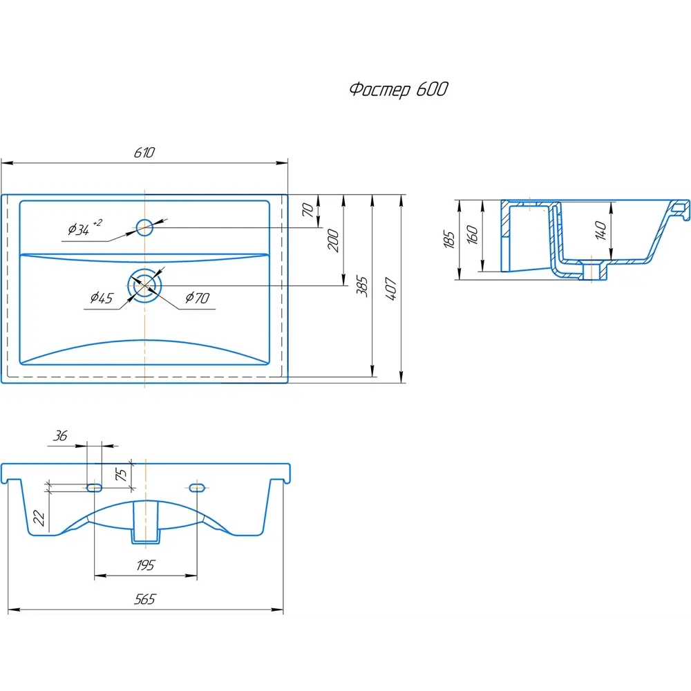 KIROVIT Фостер — элегантная фарфоровая раковина для современной ванной 82378798 STLM-0025873 - Вид №3