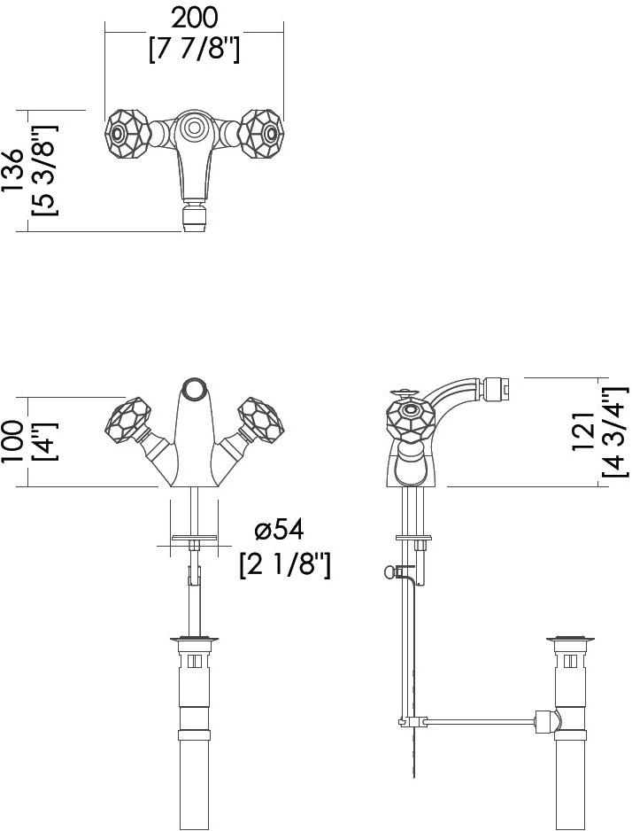 Devon&Devon Смеситель для биде на одно отверстие на террасе King Exc-kn110 - Вид №1