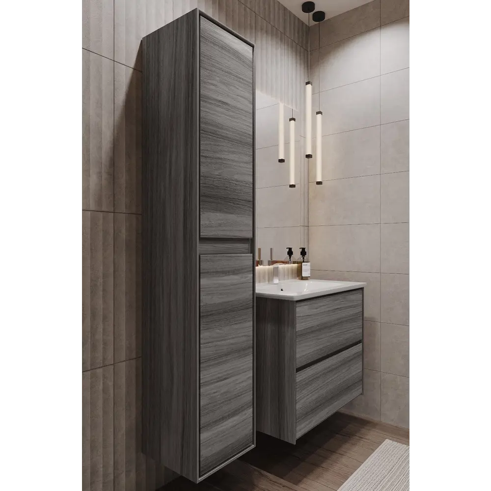 Пенал для ванной KONSENSA Мокка 2.0 подвесной 130x35 см цвет серый дуб STLM-2015578 - Вид №7