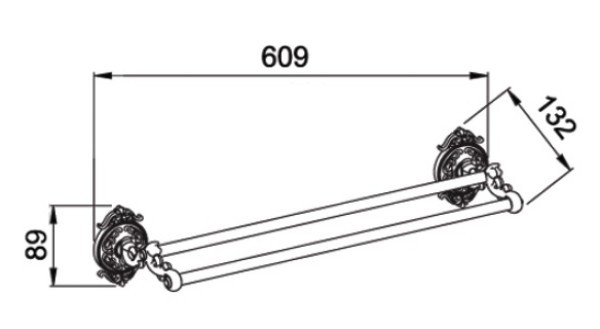 Полотенцедержатель двойной 61 см Hayta (Германия) Classic Bronze 13960-2/BRONZE sun-id-561982 - Вид №1