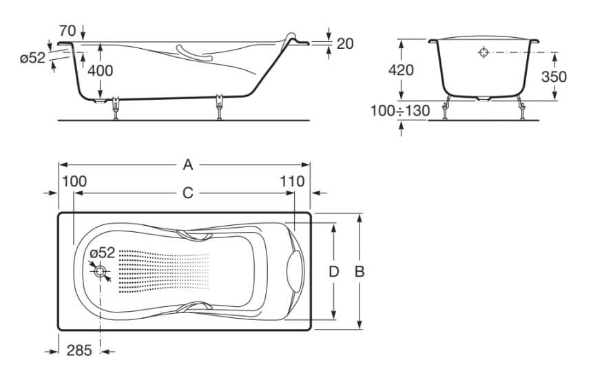 Утопленная чугунная нескользящая ванна Roca Гаити ARCH-00080998 - Вид №2