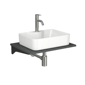 91826284 Комплект: Столешница кварц 60 см раковина BAUEDGE Cerama 48x37 Смеситель Dream выпуск и сифон BAUEDGE Dream хром BF1251 STLM-1382137