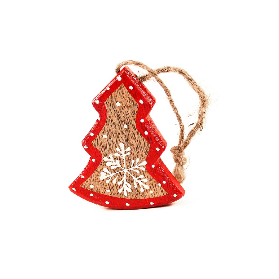 Набор елочных украшений деревянных в подарочной коробке "Звезды, ели, сердца с красным ободком" Star ENJOYME  253089 Красный;разноцветный  - Вид №7