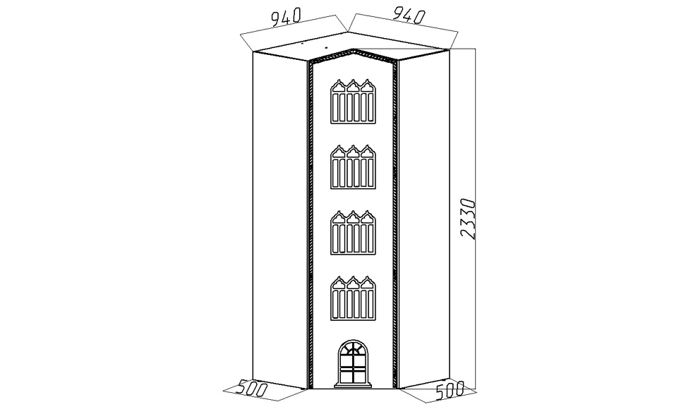 Шкаф угловой детский левый "Венеция-XL" МАНДАРИН ВЕНЕЦИЯ 178660 Красный Santreyd - Вид №3