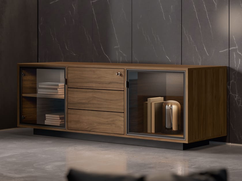 Низкий офисный шкаф из дерева и стекла About Office Bold58 ARCH-00070078