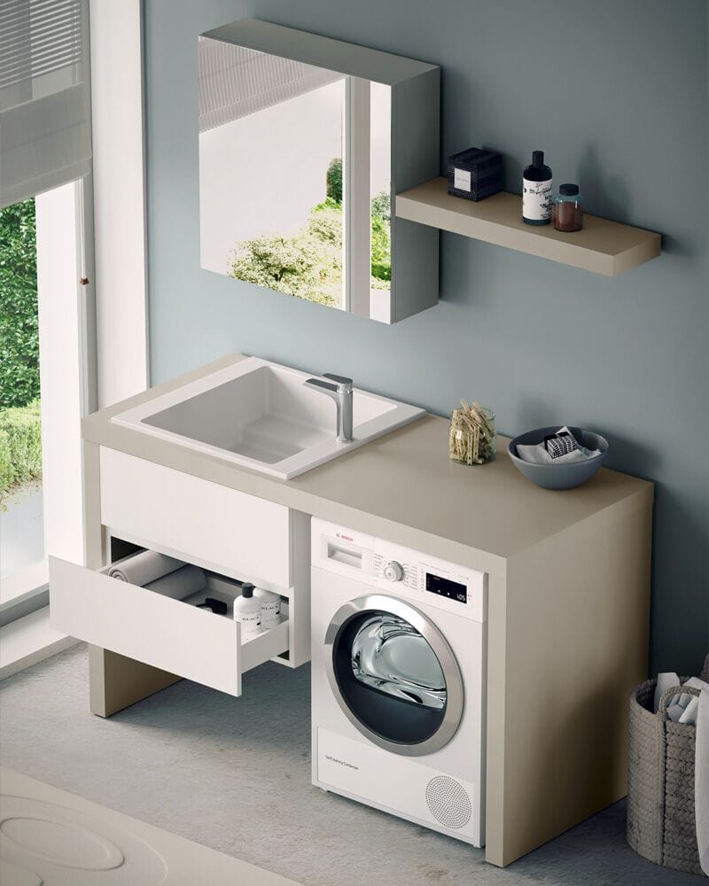 Шкаф для белья с ящиками для стиральной машины Gruppo Geromin магазин ARCH-00031871 - Вид №1