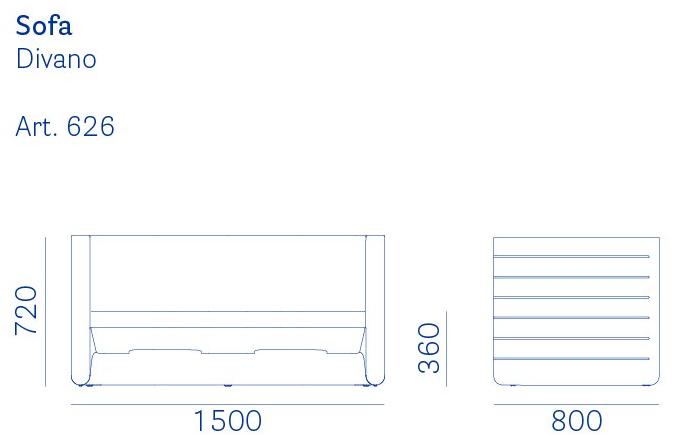 Pedrali Садовый диван 2-х местный обитый полиэтиленом Sunset 626 - Вид №11