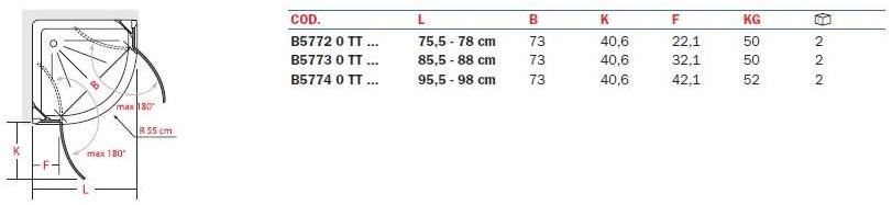 INDA® Полукруглая стеклянная душевая кабина с распашной дверцей Claire design B577…0 - Вид №1