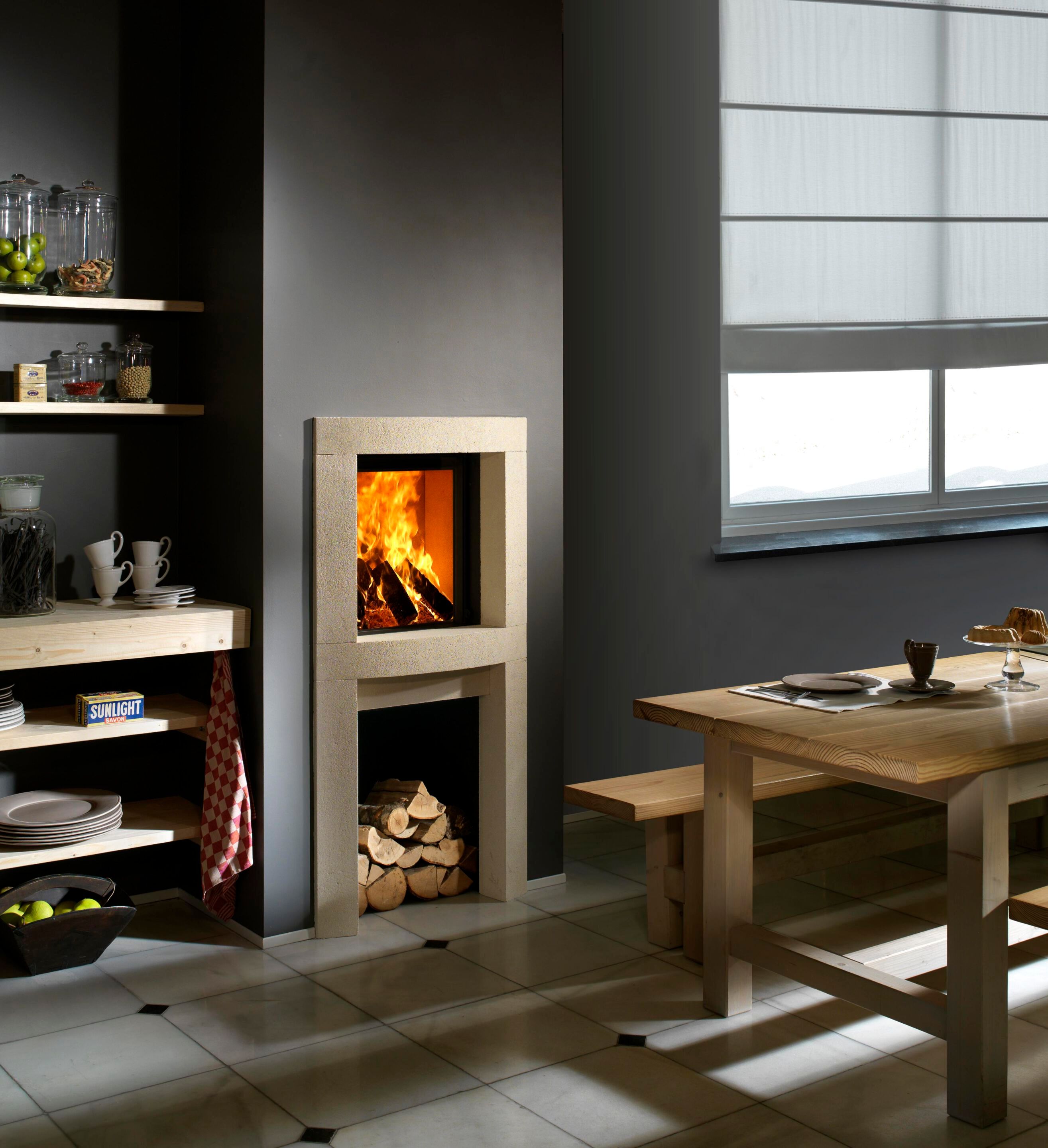 Встроенный дровяной камин на стене KALFIRE W45/48F ARCH-00049431 - Вид №2