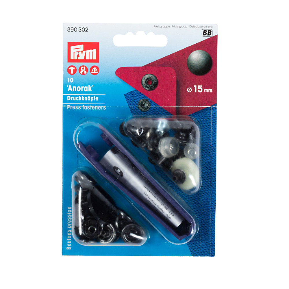 390302 Кнопка Анорак латунь d 15 мм 10 шт. черненые PRYM 