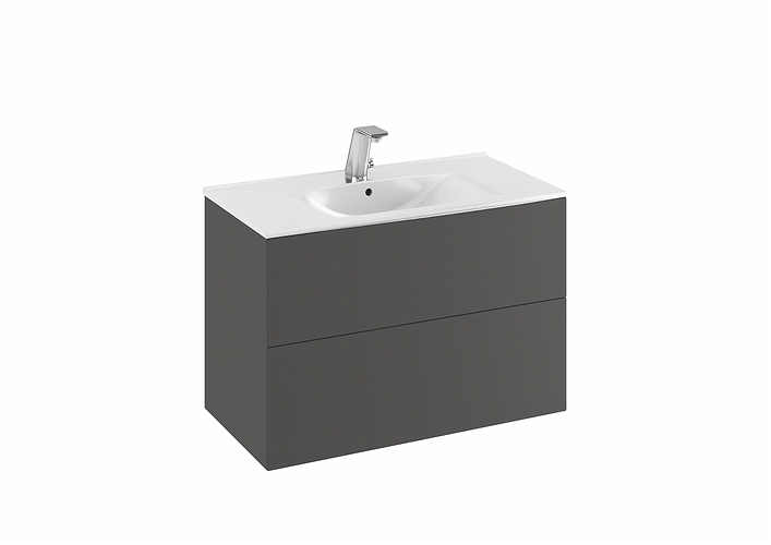 9751072111 IDO Elegant напольный шкаф для мебельной раковины с двумя ящиками, W = 600 мм, W1 = 610 мм, матовый черный - Вид №6