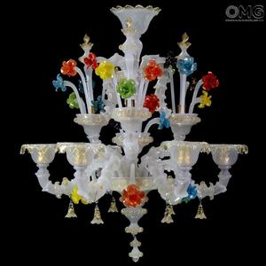 1068 ORIGINALMURANOGLASS Люстра Фиорентина на 6 лампочек - Реццонико - белое муранское стекло OMG  см