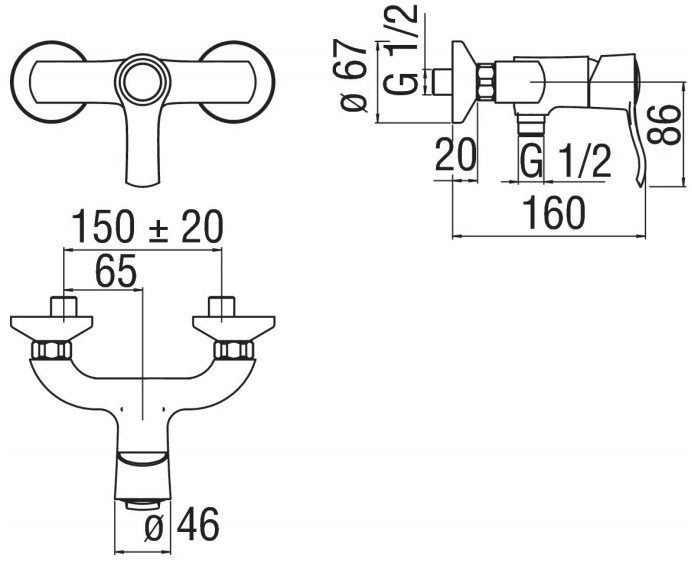 Nobili Rubinetterie Смеситель для душа однорычажный Sofì Si98130cr - Вид №2