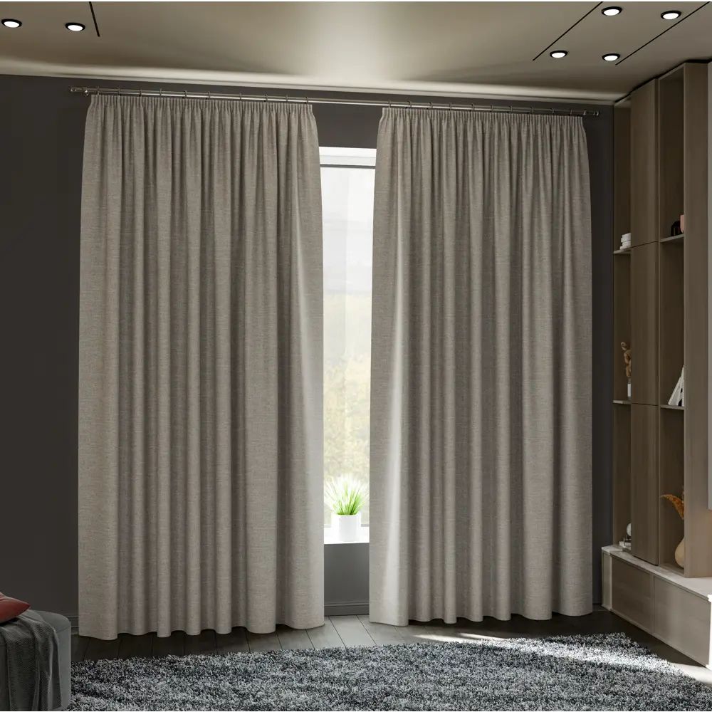 Комплект штор на ленте Нола 200x300 см цвет коричневый MIAMOZA STLM-2120721